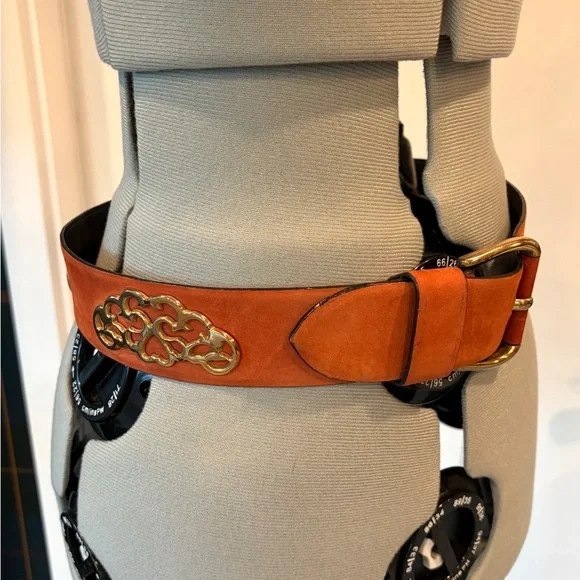 Jil Sander Suede Belt, ornate gold embellishments, suede/gold buckle, S, 26-30 - Picture 15 of 16